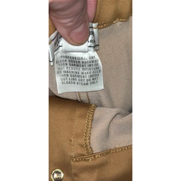 St John Sport By Marie Gray Camel Stretch High Waist Pants Gold Hardware Size 4 - Picture 8 of 8